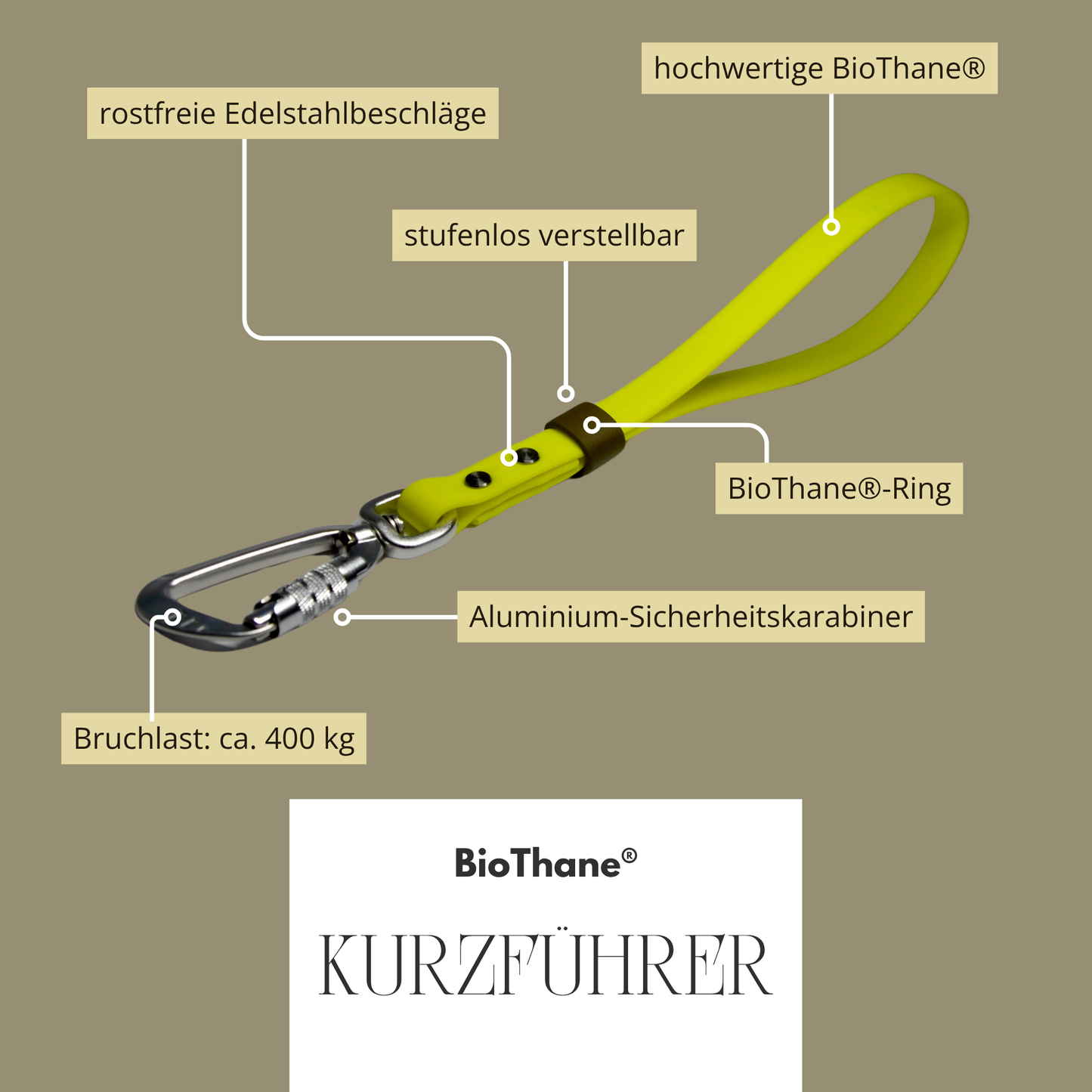 Kurzführer und Schleppleinenhalterung aus BioThane®