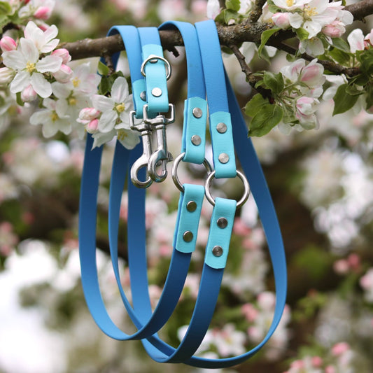 WIESENHÜPFER - BioThane® Umhängeleine in türkis/azur-blau