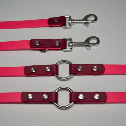 WIESENHÜPFER - BioThane® Umhängeleine in weinrot/magenta-pink