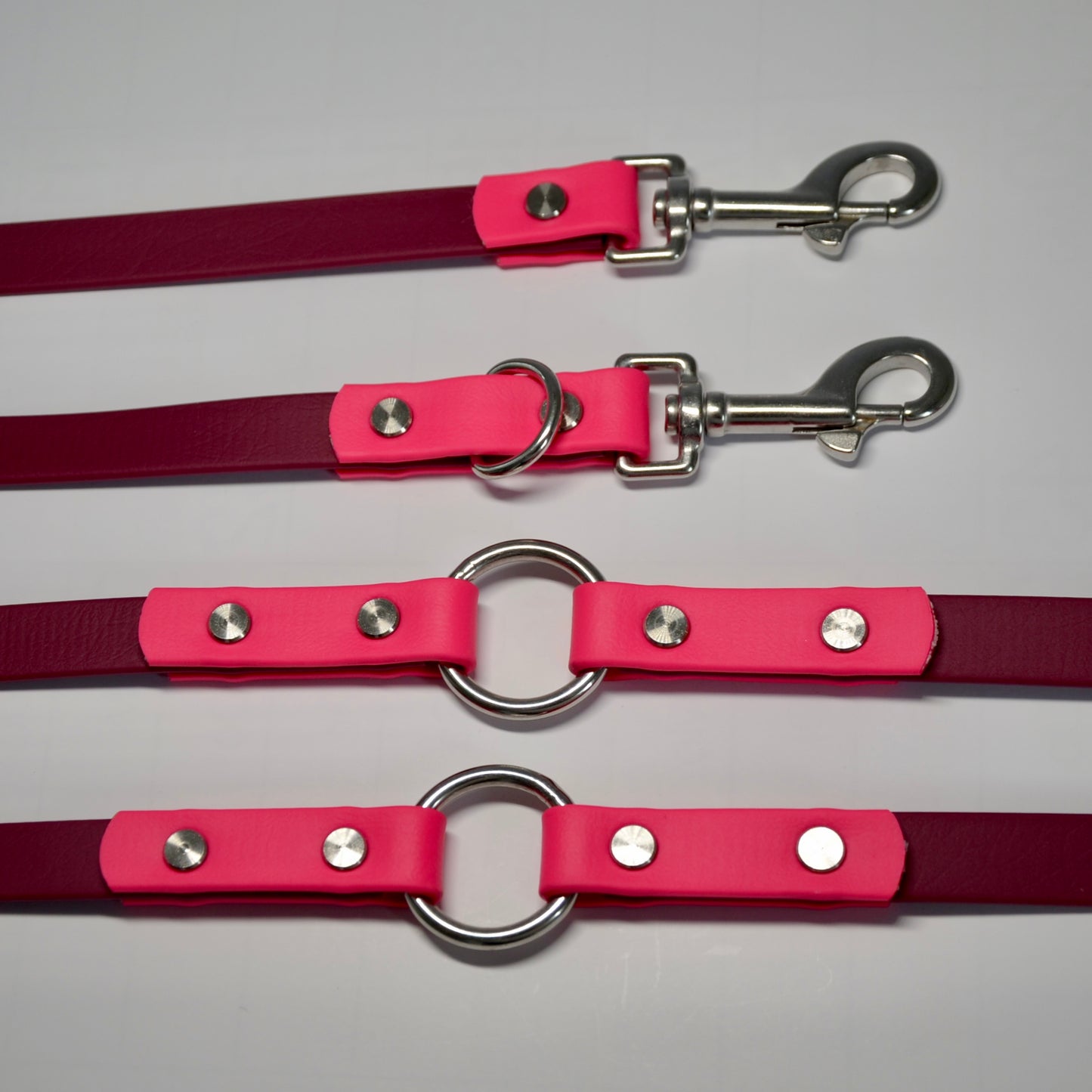 WIESENHÜPFER - BioThane® Umhängeleine in weinrot/magenta-pink