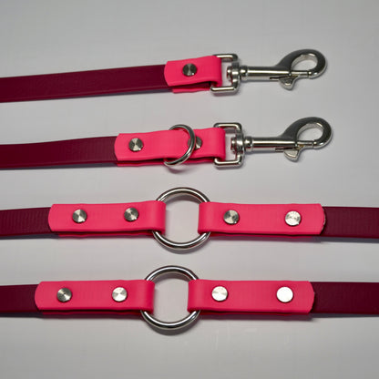 WIESENHÜPFER - BioThane® Umhängeleine in weinrot/magenta-pink