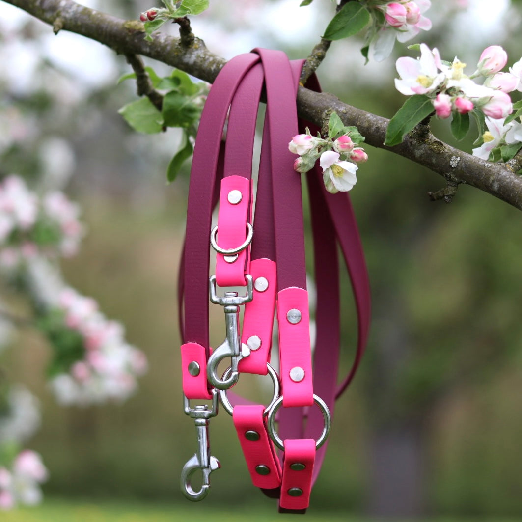 WIESENHÜPFER - BioThane® Umhängeleine in weinrot/magenta-pink