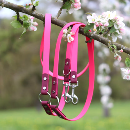 WIESENHÜPFER - BioThane® Umhängeleine in weinrot/magenta-pink